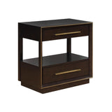 ZUN 2 Drawers Nightstand with Shelf in Smoked Peppercorn Finish B016P255632