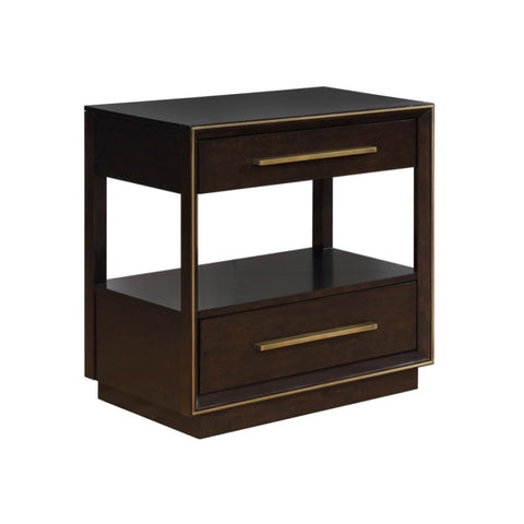 ZUN 2 Drawers Nightstand with Shelf in Smoked Peppercorn Finish B016P255632