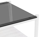 Set of 2 Rectangle End Table, Tempered Glass Tabletop with MDF layer, Modern Table for Living Room , W241P184250
