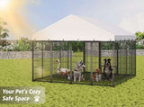 Large Dog Kennel Outdoor Pet Pens Dogs Run Enclosure Animal Hutch Metal Coop Fence with Roof Cover. W1820P318708