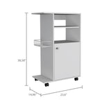 ZUN Clip Kitchen Cart, Single Door Cabinet, Four Casters -White B20092061