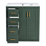 30'' Bathroom with Ceramic Sink Combo,Solid Wood Frame Bathroom Storage Cabinet, Freestanding N710P191970F