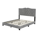 Queen Size Upholstered Bed Frame with Rivet Design, Modern Velvet Platform Bed with Tufted WF316750AAE