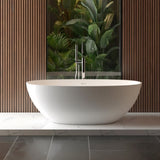 65" Freestanding Solid Surface Bathtub, Luxury Handcrafted Stone Resin Freestanding Soaking Bathtub W1573P178586