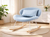 25.59"W x 33.66"D x 29.53"H Indoor Teddy Fabric Rocking Chair, Soft Fluffy Lounge Rocker with White 70114682