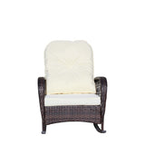 Outdoor Wicker Rocking Chair with Wide Seat, Thick, Soft Cushion, Rattan Rocker w/Steel Frame, High W209P265086