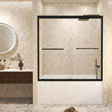56-60" W 60" H Tempered Glass with Explosion Proof Film, Aluminum Frame Double Sliding Shower W1675P288824