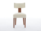 064-Set of 2 Linen Fabric Modern Armless Dining Chairs With Curved backrest and Solid Wooden Legs 98421973