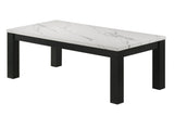 White Black 3-Piece Living Room Table Set Faux Marble Table Top Cocktail Table and Two Matching End B011P244309