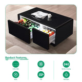 ZUN Modern Smart Coffee Table with Built-in Fridge, Bluetooth Speaker, Wireless Charging, Touch Control W1172P175395