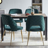 ZUN Dark Green Velvet Dining Chairs with Metal Legs and Hollow Back Upholstered Dining Chairs Set of 4 W1516P154991
