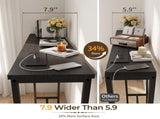 63" Console Table with US Standard Power Outlet, Melamine MDF Tabletop & Black Metal Frame, Black 45174155