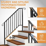 Matte Black Outdoor 3 Level Iron Handrail 33331120