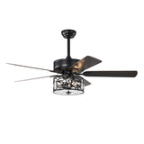 ZUN 52 Inch Crystal Chandelier Fan with Lights and Remote Control, Modern Ceiling Fan with Dual Finish W1592P163571