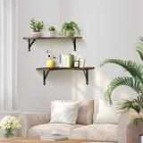 Rustic Corner Floating Shelves 4 Pack - Paulownia Wood Wall Shelves with Triangular Metal Brackets, 04436282