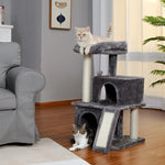 ZUN Modern Small Cat Tree Cat Tower With Double Condos Spacious Perch Sisal Scratching Posts,Climbing 72633597