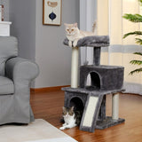 ZUN Modern Small Cat Tree Cat Tower With Double Condos Spacious Perch Sisal Scratching Posts,Climbing 72633597