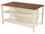 Solid Wood Rustic 45" Stationary Kitchen Island, Rubber Wood Butcher Block Dining Prep WF285472AAD