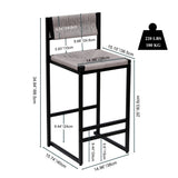 Gray Set of 2 Hand Weave Bars with Back Counter Height Bar Chairs Paper Rope Woven Dining W1757138690