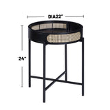 Round End Table with Open Top and Metal Legs in Black Finish B016P323428