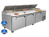 Orikool 93 IN Commercial Pizza Prep Table with a Built-in Refrigerator 30.8 Cu.Ft, Butcher Block W2095126428