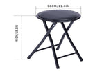 Folding Stool with Round Seat, Black Metal Frame, Portable Space-Saving Design 19590275