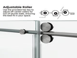 60*72" Fixed & Sliding Shower Door, Round Tube Hardware, Clear Glass Shower Door, 3/8 SGCC 17043962