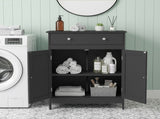 Black particleboard with melamine veneer, 60*30*80cm, double doors, single drawer, bathroom vanity 30274600