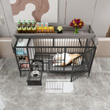 Large pet cage with storage rack, drawers with stainless steel food and water basin, made of iron W3064P245385