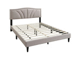Modern Vintage 1pc Queen Size Bed Light Brown Burlap Fabric Nailhead Trim Accents Headboard Bedframe B011P238963