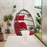ZUN Outdoor Garden Rattan Egg Swing Chair Hanging Chair Wood W874107310