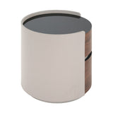 MDF ITALIAN RETRO DOUBLE STORAGE ROUND SIDE TABLE, GRAY BROWN COLOR N770P281244G