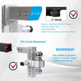Alu Adjustable Trailer Drop Hitch,2inch receiver,8 inch adjustable W46537191