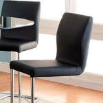 ZUN Modern Elegance Black Color Leatherette 2pcs Counter Height Dining Chairs Chrome Metal Legs Dining B011P178973