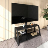 Wooden Storage TV Stand Black Tempered Glass Height Adjustable Universal Swivel Entertainment Center W241P300328