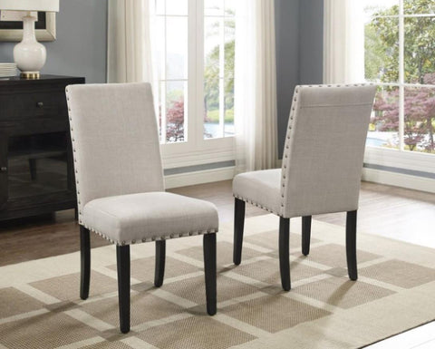 ZUN Biony Fabric Dining Chairs with Nailhead Trim, Set of 2, Tan T2574P164549