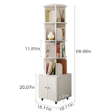 Rotating Bookshelf, 360 Degree Display 5 Tier Corner Bookshelf with Drawer for Small Space, Floor W2641P329223