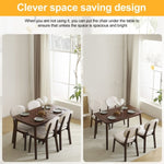 ZUN Rubber wood soft bag deep walnut dining table and chair set 1 table 4 chairs beige cushion 57935654