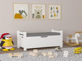 Kids Toy Box Chest, White Toy Box for Boys Girls, Large Storage Cabinet with Cushion Seat 23676979