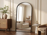 21"x64" Arched Floor Mirror Rounded Corner Full Length Mirror with Deep Frame, Black 14553805