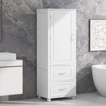 ZUN Tall Bathroom Storage Cabinet, Freestanding Storage Cabinet with Two Drawers and Adjustable Shelf, WF312728AAK