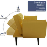 57 inch yellow sofa Soft two armrests throw pillow pillow comfortable fit apartment bedroom small W1658135107