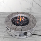 ZUN 9'' H x 28'' W Fiber Reinforced Concrete Outdoor Fire pit B120P198408