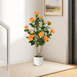 2 Pack Orange Artificial Camellia Tree with Blooming Flower 47174878