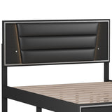 Queen Size PU Upholstered Bed, Headboard with LED Light Strips and Sparkling Shiny Decoration, No WF531199AAB