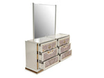 ZUN Omari Modern Style 6- Drawer Dresser Made with Wood and Gold Accents in Beige B009P245440