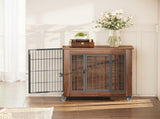 27.2" Dog Crate Furniture with Wheels for Small Dogs, Heavy Duty Dog Kennel Indoor with 2 Doors, 94926706