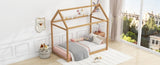 Twin Size Wooden House Bed, Wood Color N716P227423D