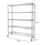 ZUN 5-Tier NSF Heavy Duty Adjustable Storage Metal Rack with Wheels & Shelf Liners Ideal for Garage, 49670774