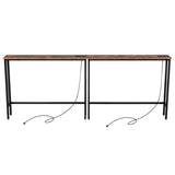2 Pack 39.4" Narrow Console Sofa Table with Power Outlets and USB Ports, Long Couch Table with Metal 27547211